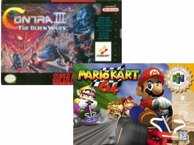 Mario Kart 64 (N64) y Contra III: Alien Wars (SNES)